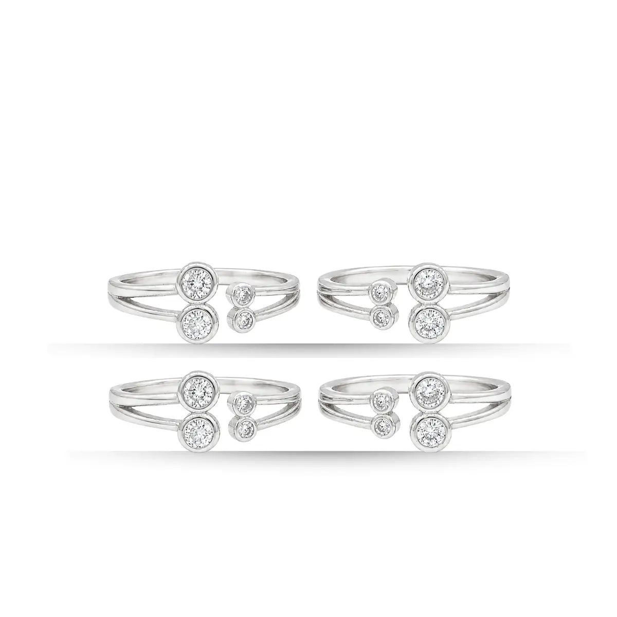 925 Sterling Silver A Toe Ring Pair Of 2 Elegant Open Band Design For Women
